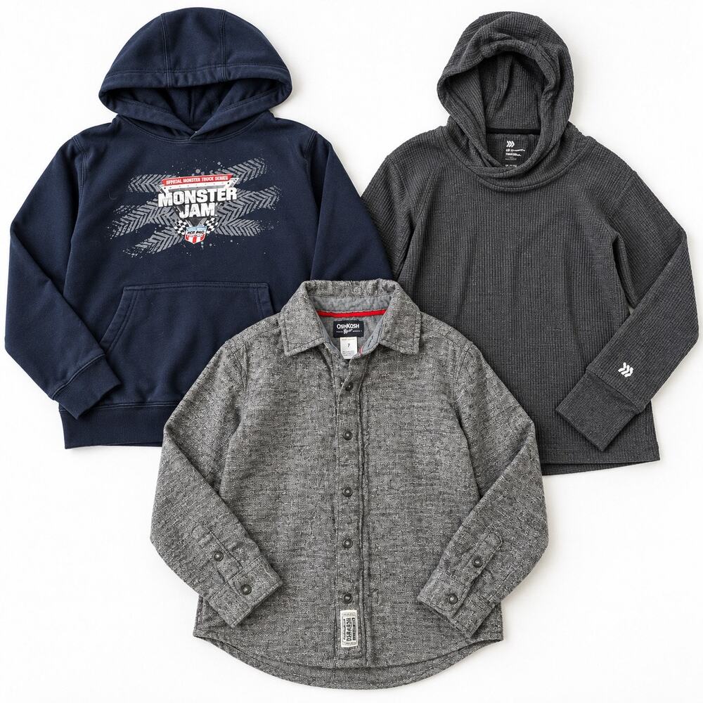 Boys Medium Clothing Bundle Monster Jam Hoodie OshKosh Shirt All in Motion Top
